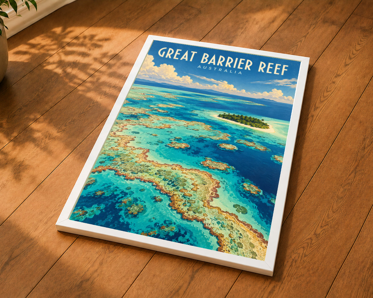 Great Barrier Reef Australia – Retro Travel Poster Wall Art