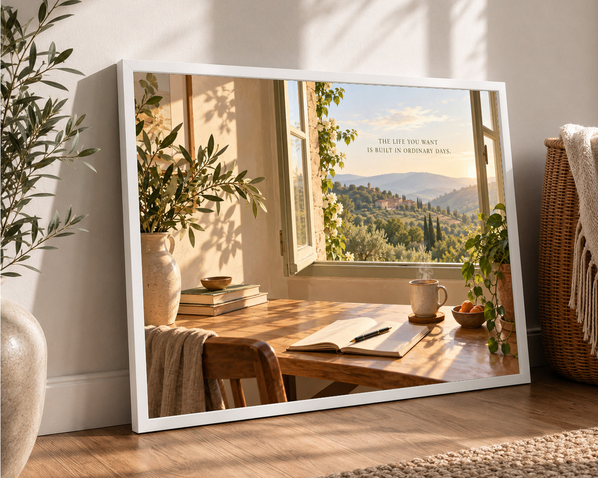 Sunlit Window Desk with Country View – Ordinary Days Wall Art