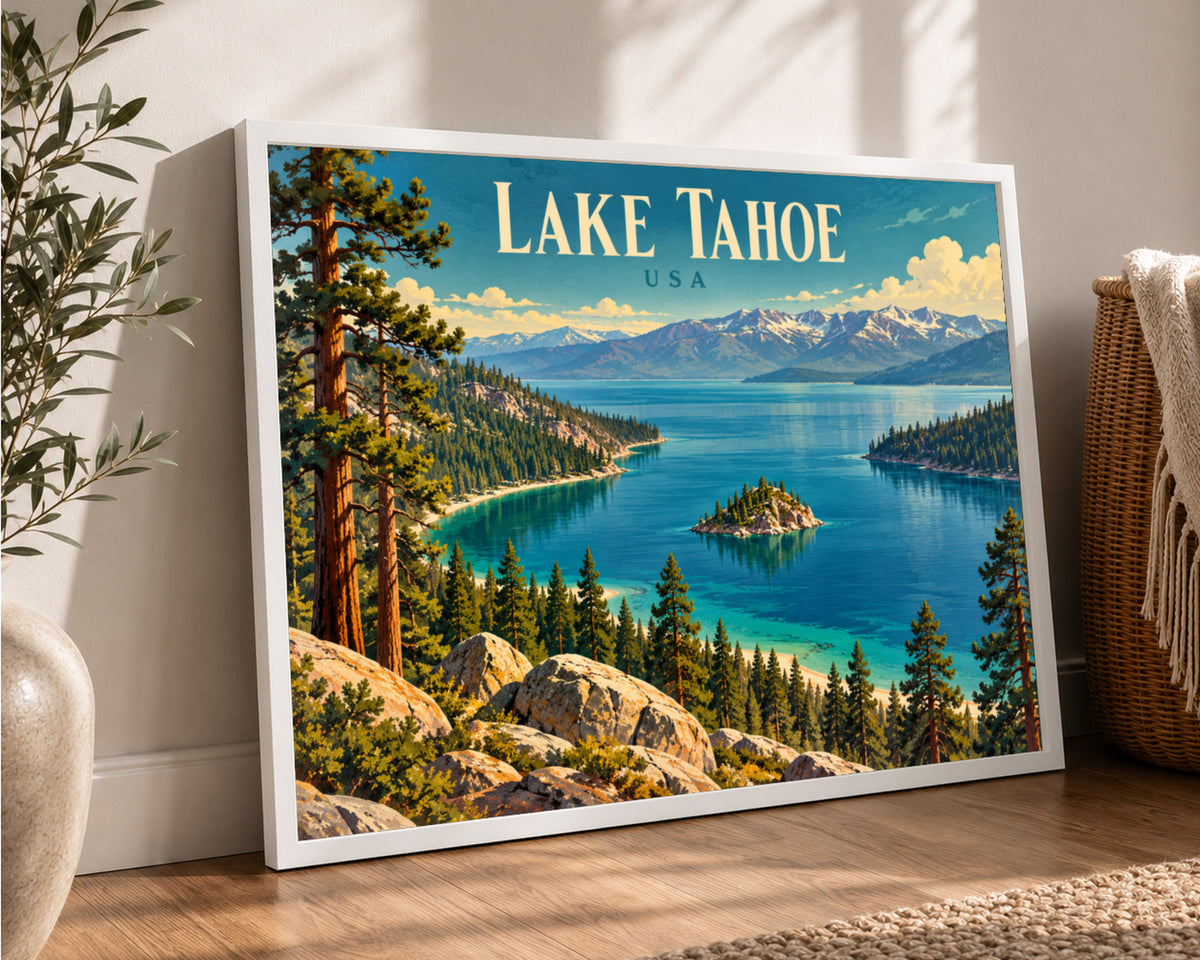 Lake Tahoe Vista – Vintage Travel Poster Wall Art