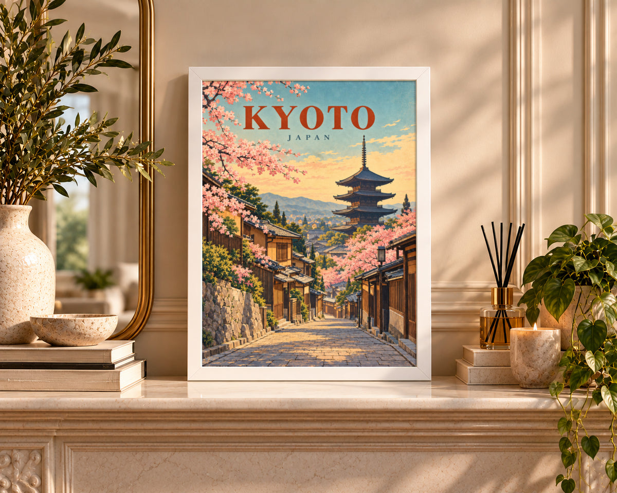 Kyoto Cherry Blossom Street – Japan Travel Poster Wall Art