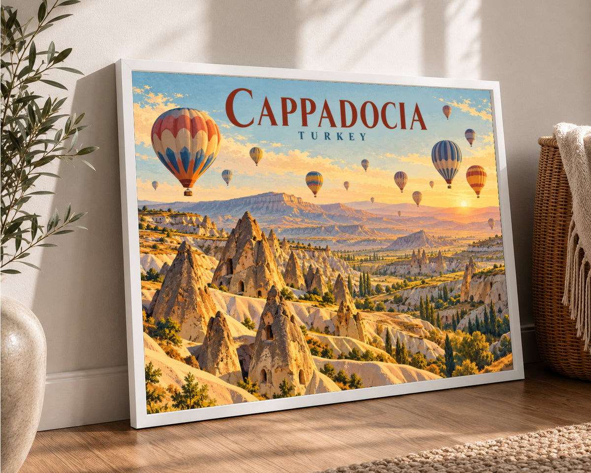 Cappadocia Hot Air Balloons – Vintage Travel Poster Art Print
