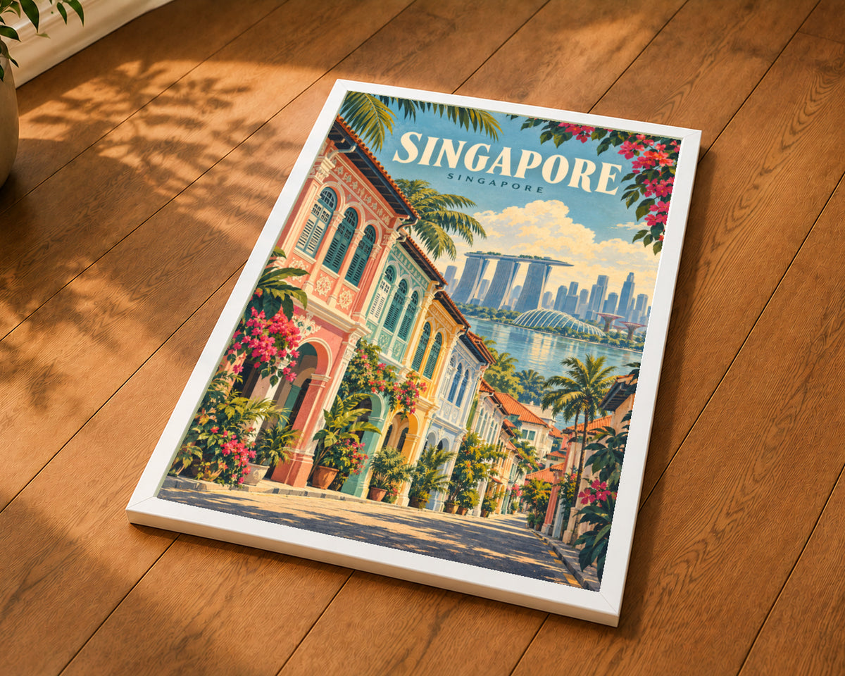 Singapore Heritage Streetscape – Vintage Travel Poster Art Print