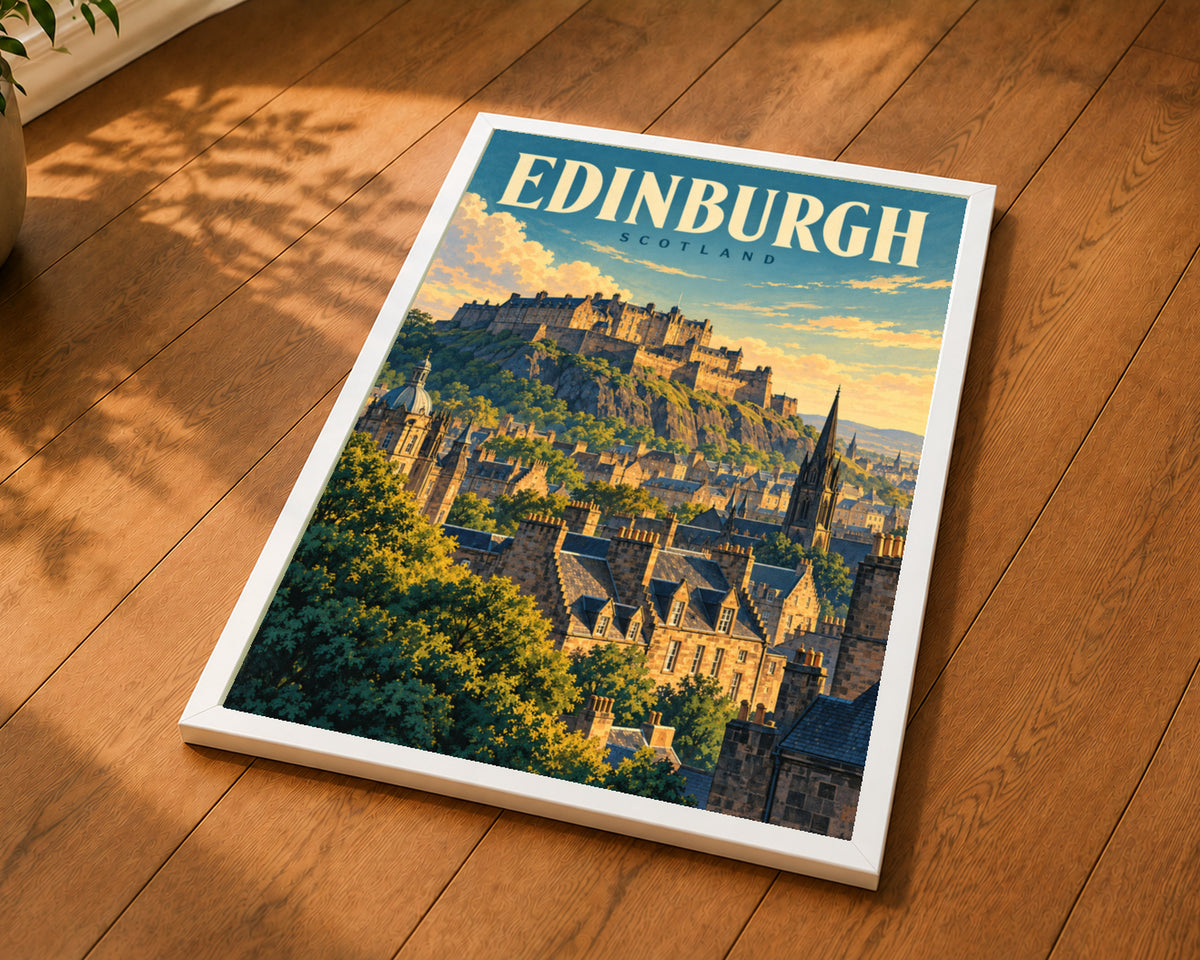 Edinburgh Skyline – Retro Travel Poster Art Print