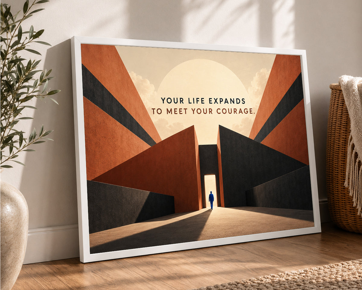 Courage Through the Gate – Motivational Minimalist Art Print