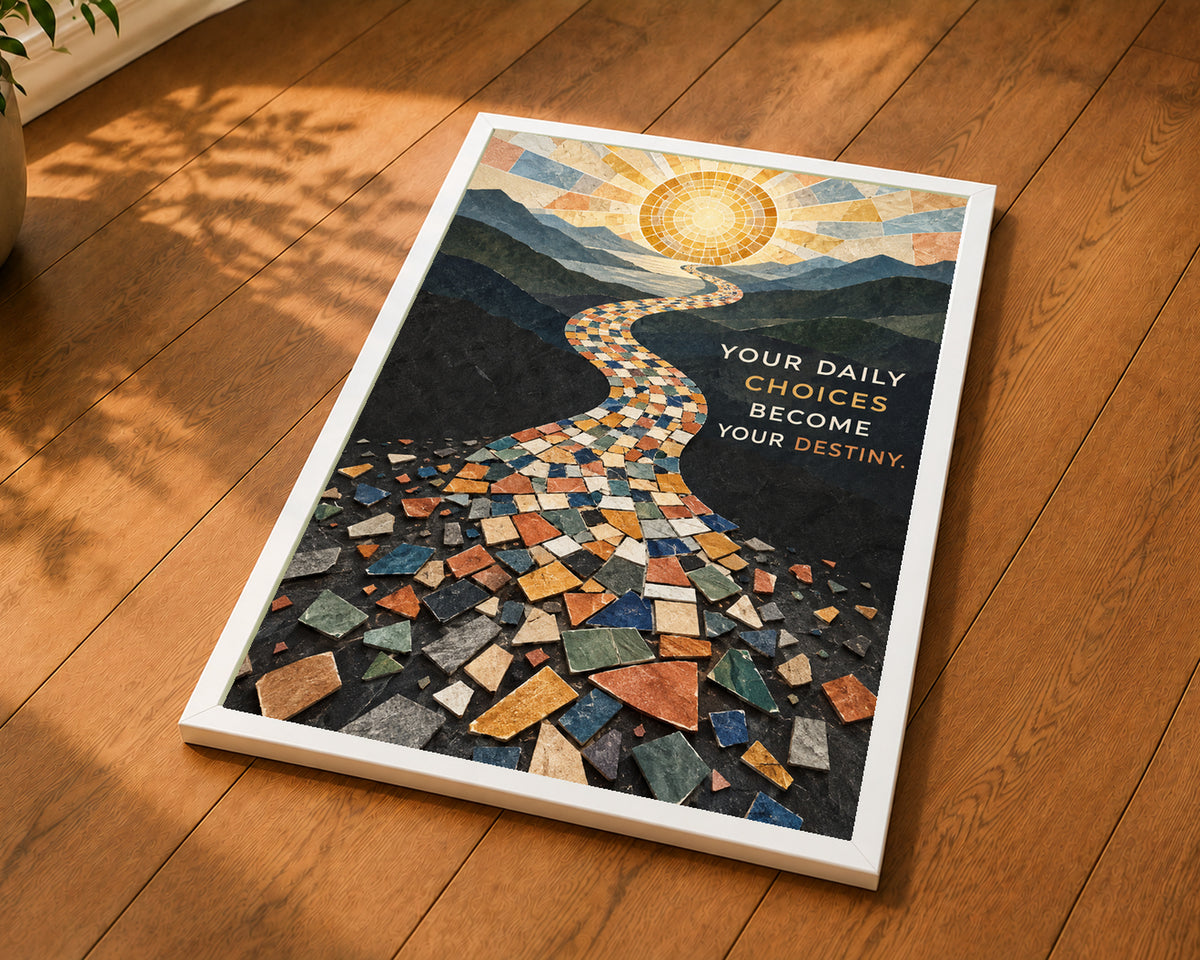 Mosaic Path to Destiny – Motivational Mountain Journey Wall Art