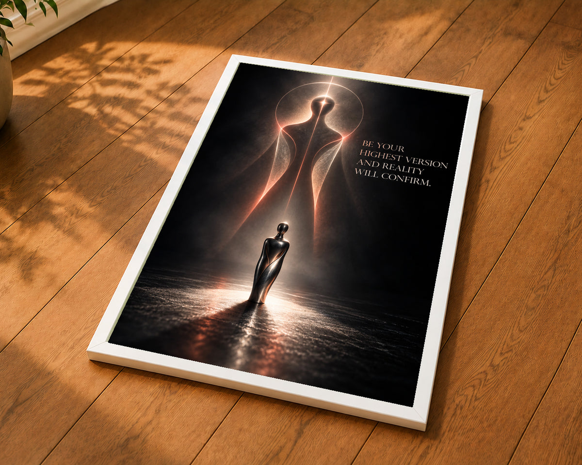 Radiant Figure and Visionary Quote – Self-Improvement Abstract Poster