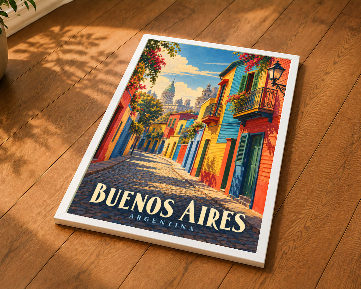 Buenos Aires Colorful Street – Travel Postcard Art Print