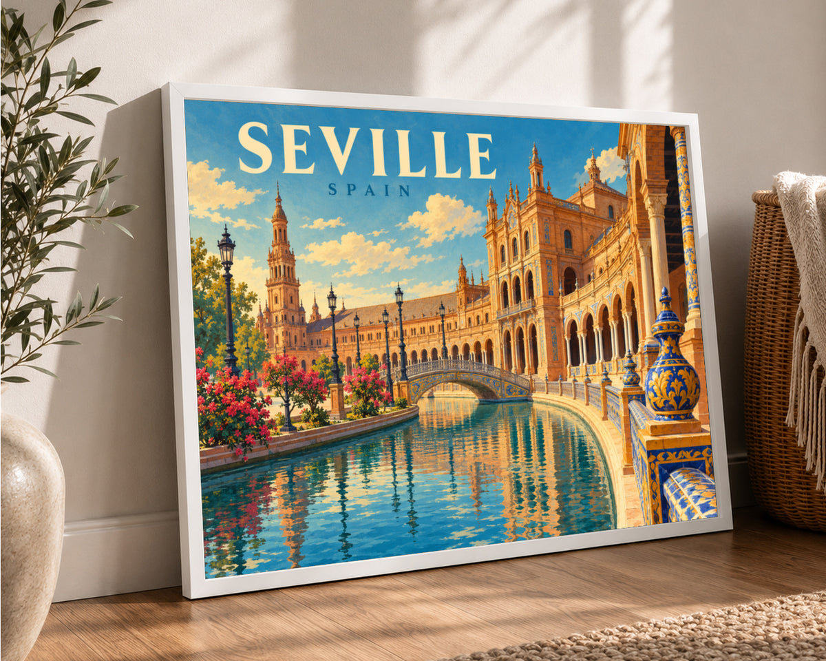 Seville Spain Canal Pavilion – Vintage Travel Poster Wall Art