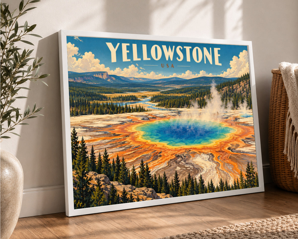 Yellowstone Geyser Basin – Vintage Travel Poster Art Print