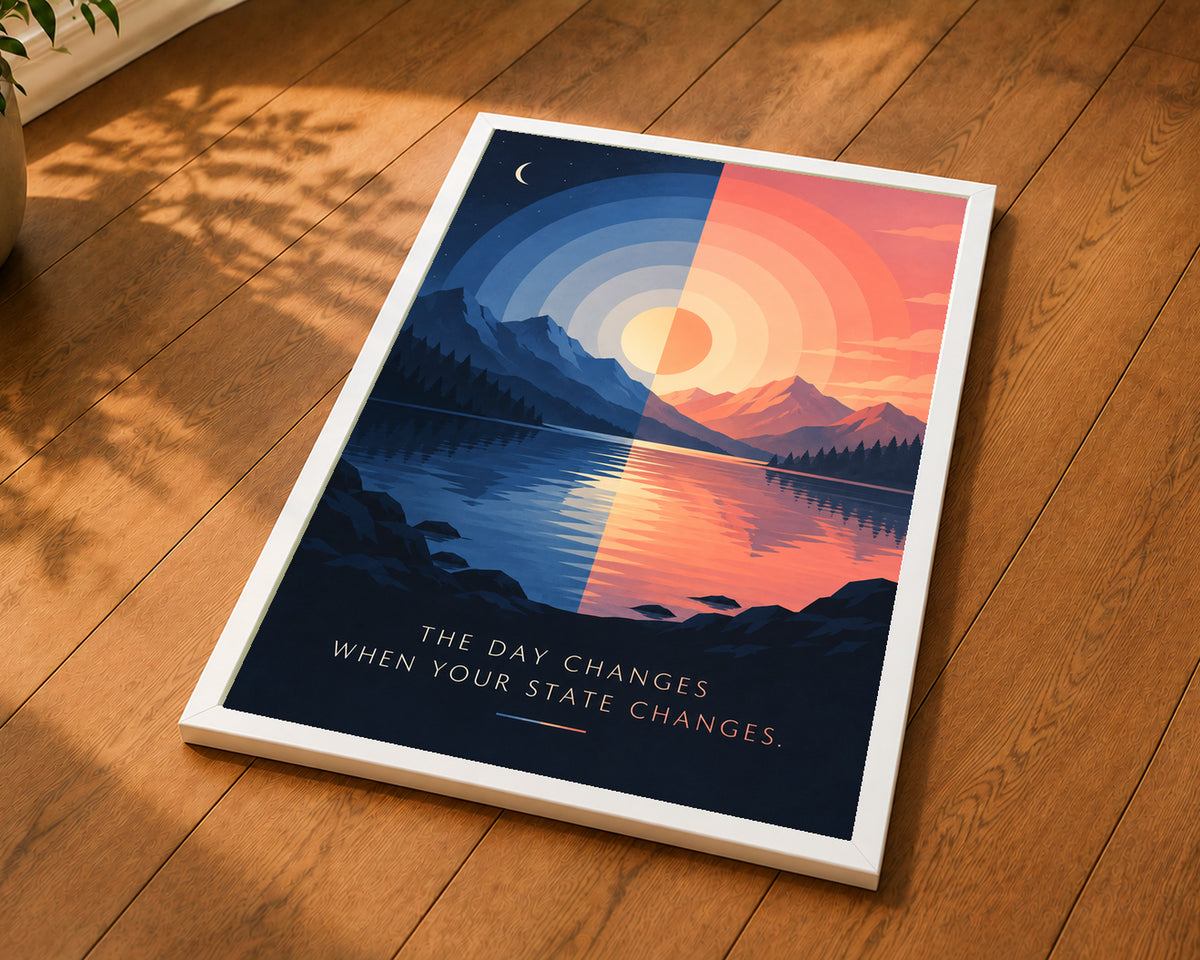 Day and Night Mountain Reflection – Motivational Mountain Landscape Poster