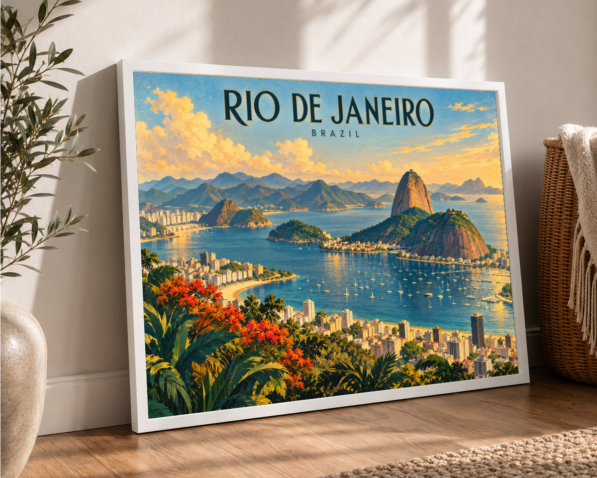 Rio de Janeiro Panorama – Vintage Travel Poster Art Print