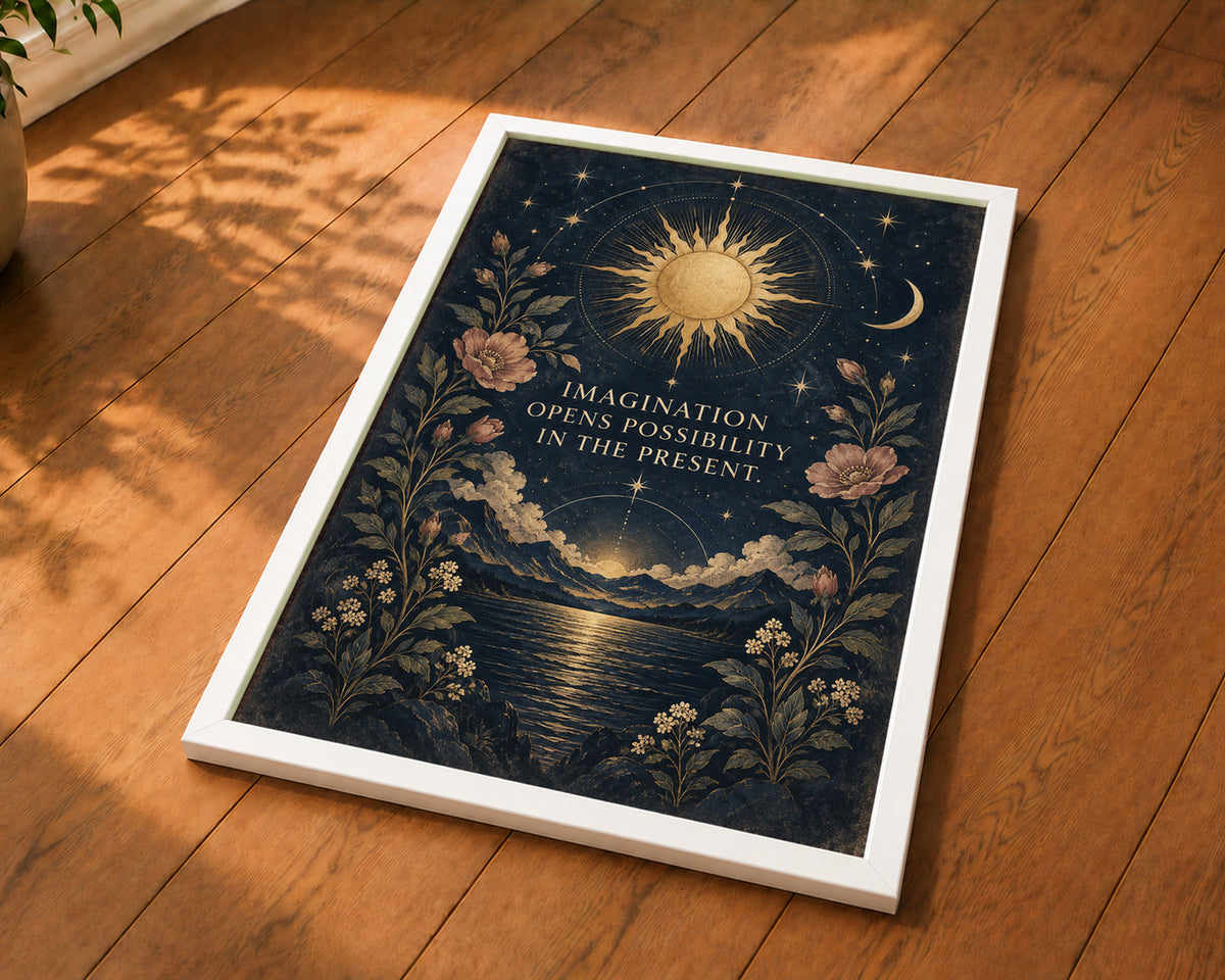 Celestial Imagination Bloom – Inspirational Quote Art Print