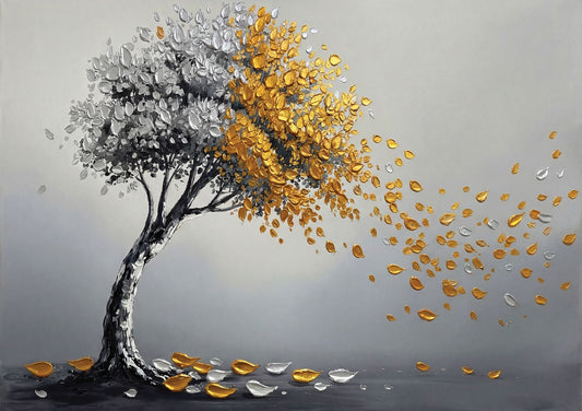Gold and Silver Windblown Tree
