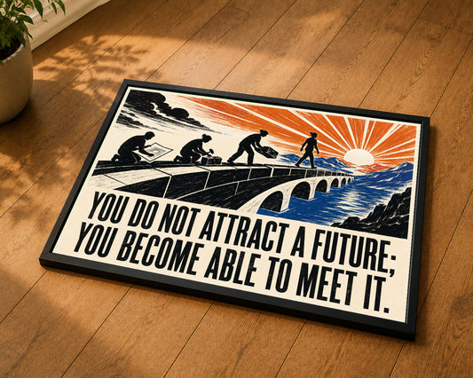 Bridge Builders at Sunrise – Inspirational Construction Quote Art Print