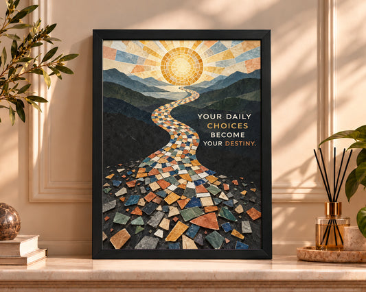 Mosaic Path to Destiny – Motivational Mountain Journey Wall Art
