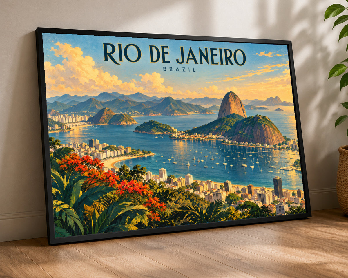 Rio de Janeiro Panorama – Vintage Travel Poster Art Print