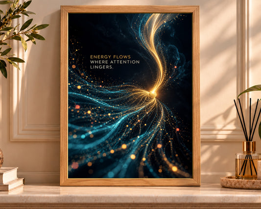 Energy Flows Where Attention Lingers – Abstract Light Swirl Art Print