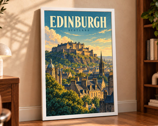 Edinburgh Skyline – Retro Travel Poster Art Print