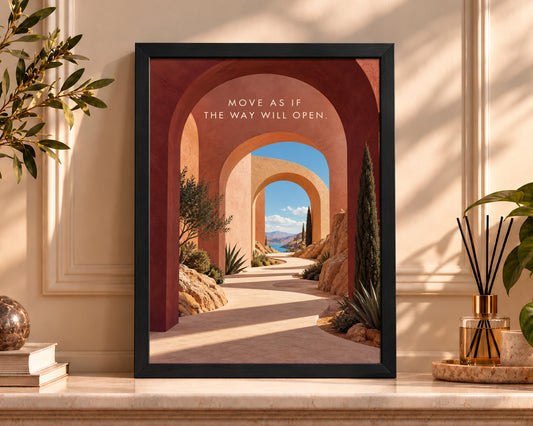 Move As If the Way Will Open – Arched Landscape Motivational Art Print