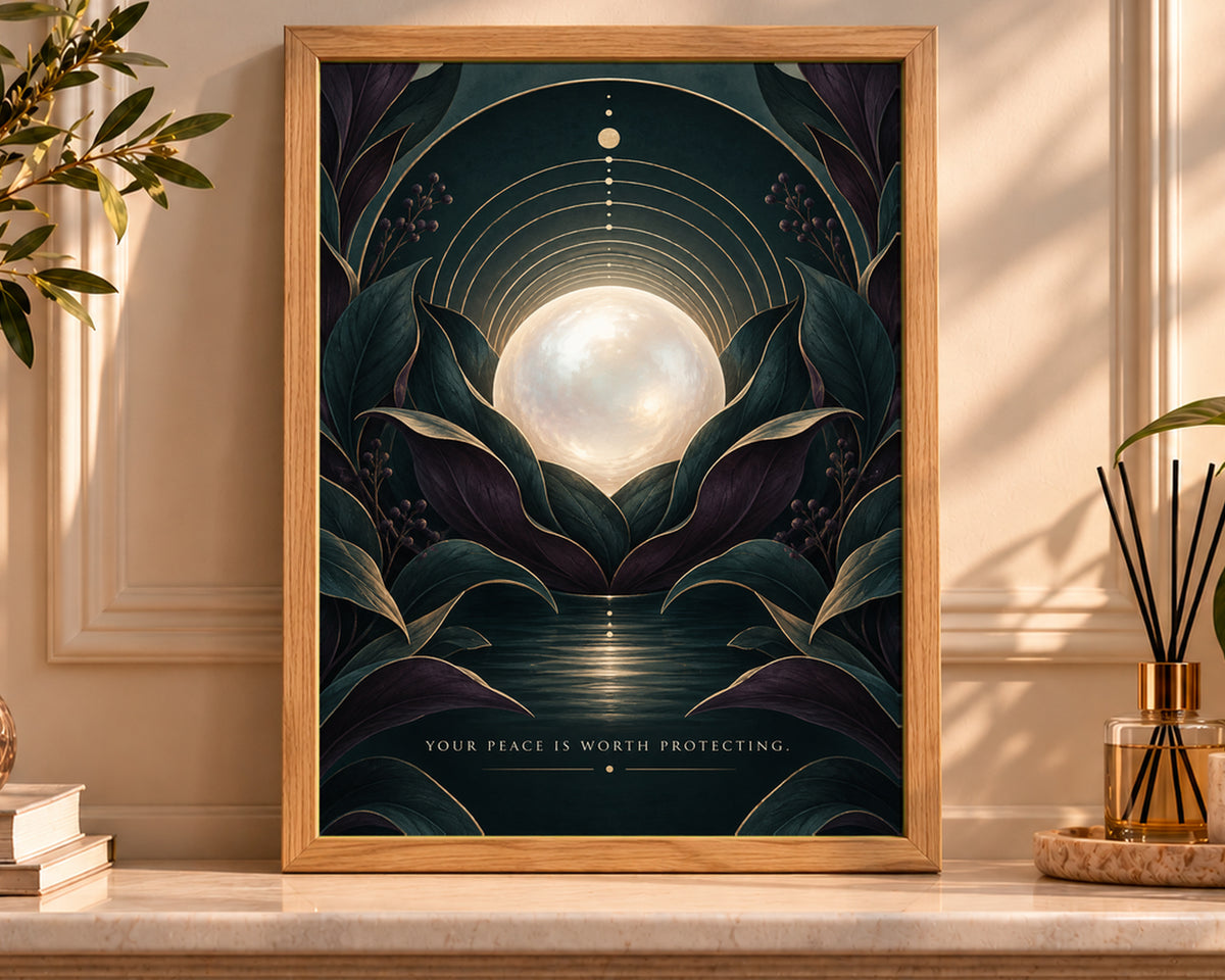 Moonlit Botanical Sanctuary – Art Deco Botanical Wall Art