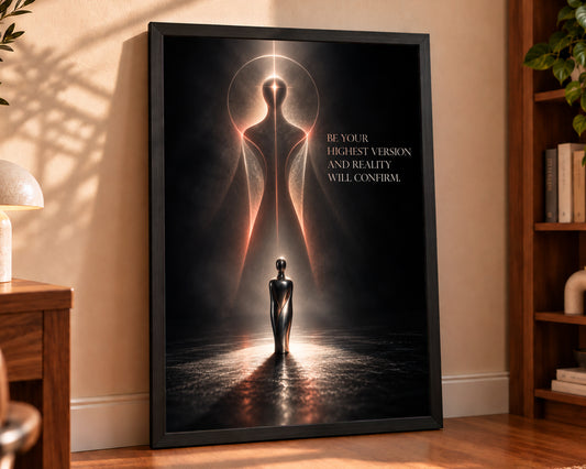 Radiant Figure and Visionary Quote – Self-Improvement Abstract Poster