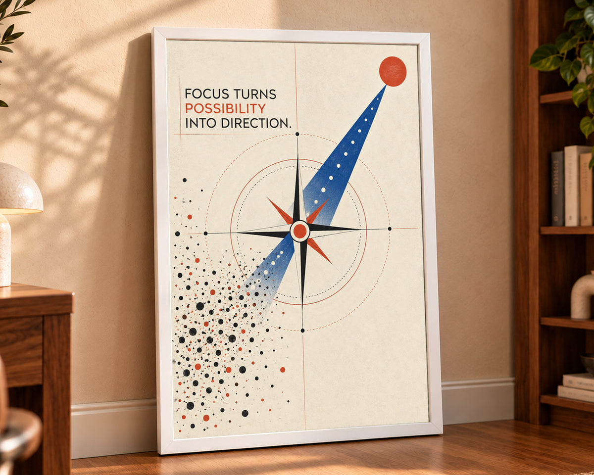 Focus Turns Possibility – Motivational Geometric Wall Art Poster