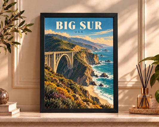 Big Sur Coast Bridge – Vintage Coastal Landscape Art Print
