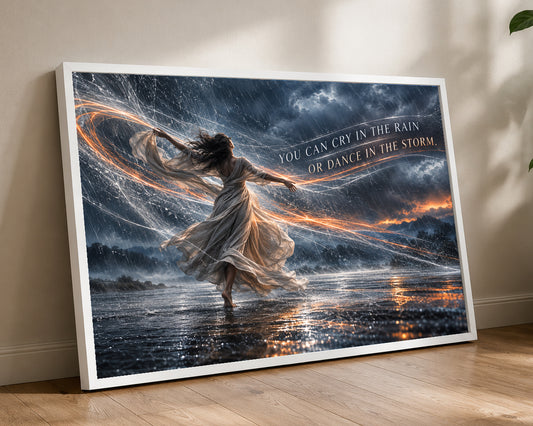 Dance in the Storm – Resilience Rain Quote Wall Art