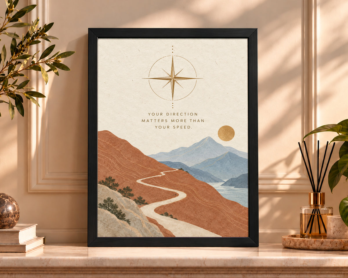 Your Direction Matters – Vintage Compass Journey Art Print