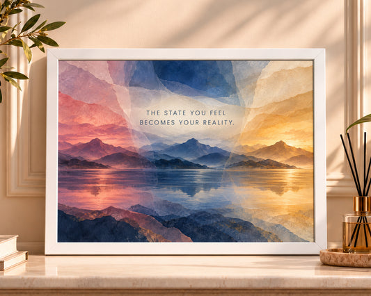 The State You Feel – Mountain Reflection Inspirational Wall Art