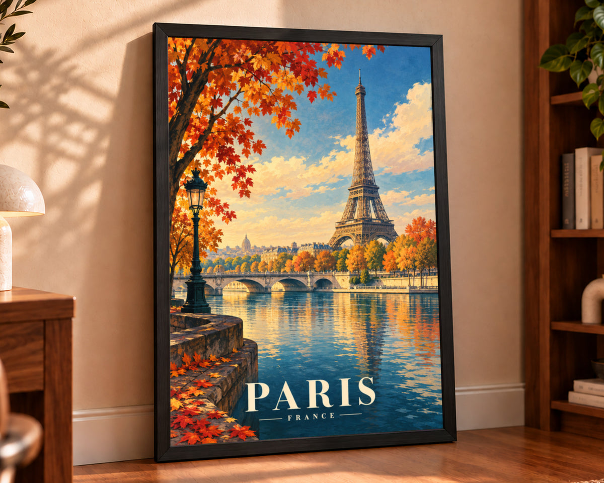 Paris Autumn Eiffel Tower – Vintage Travel Poster