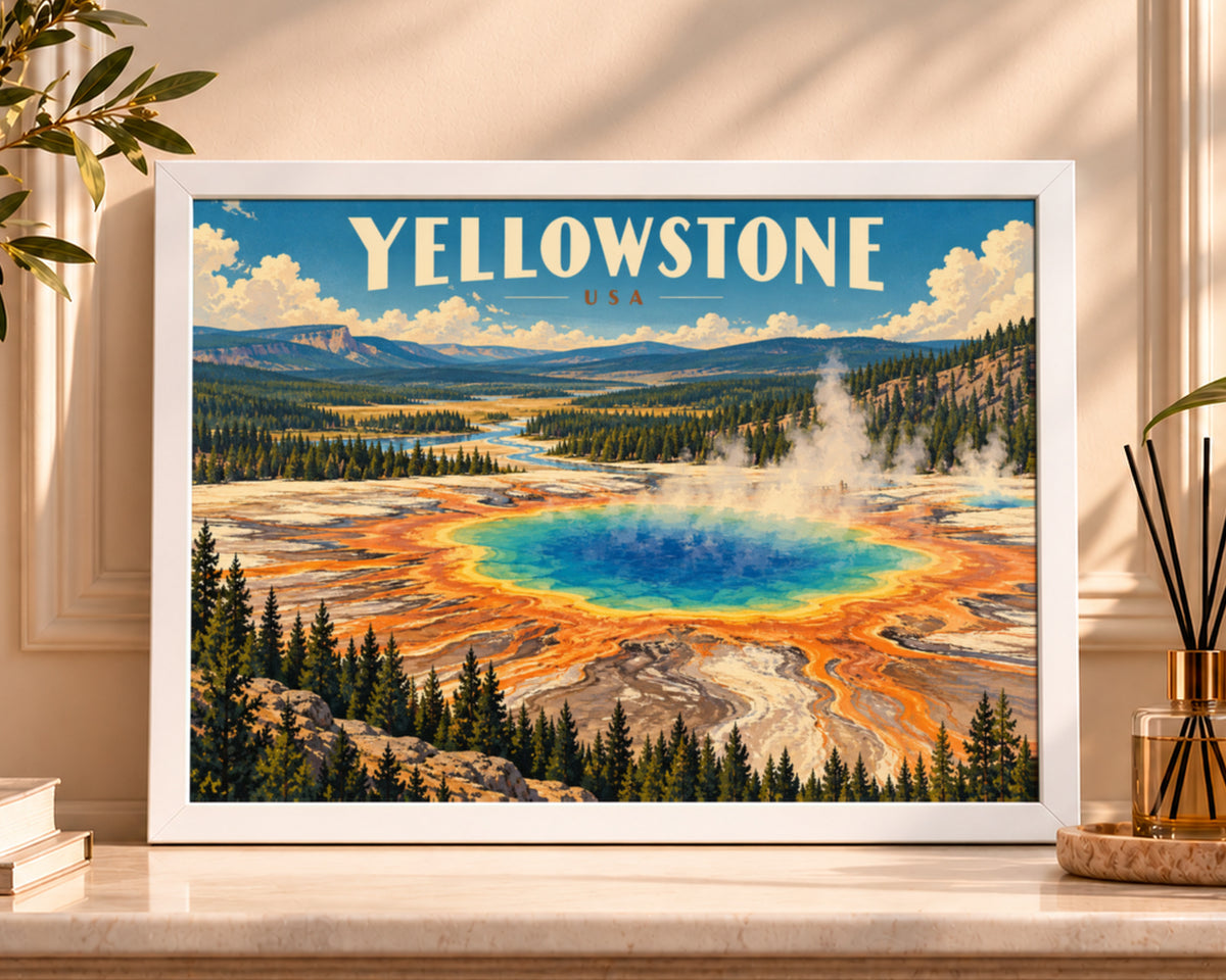 Yellowstone Geyser Basin – Vintage Travel Poster Art Print