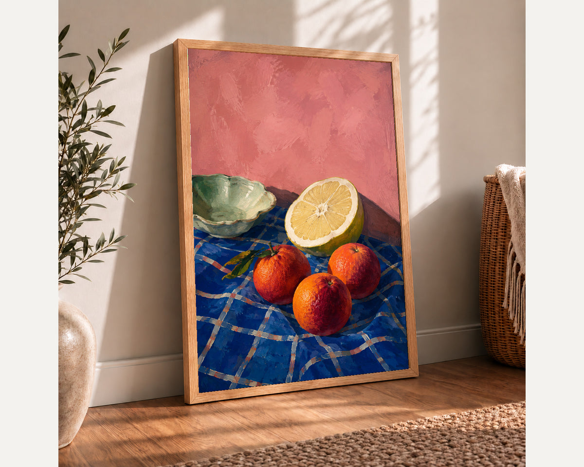 Citrus and Apples Still Life – Fresh Fruit Art Print