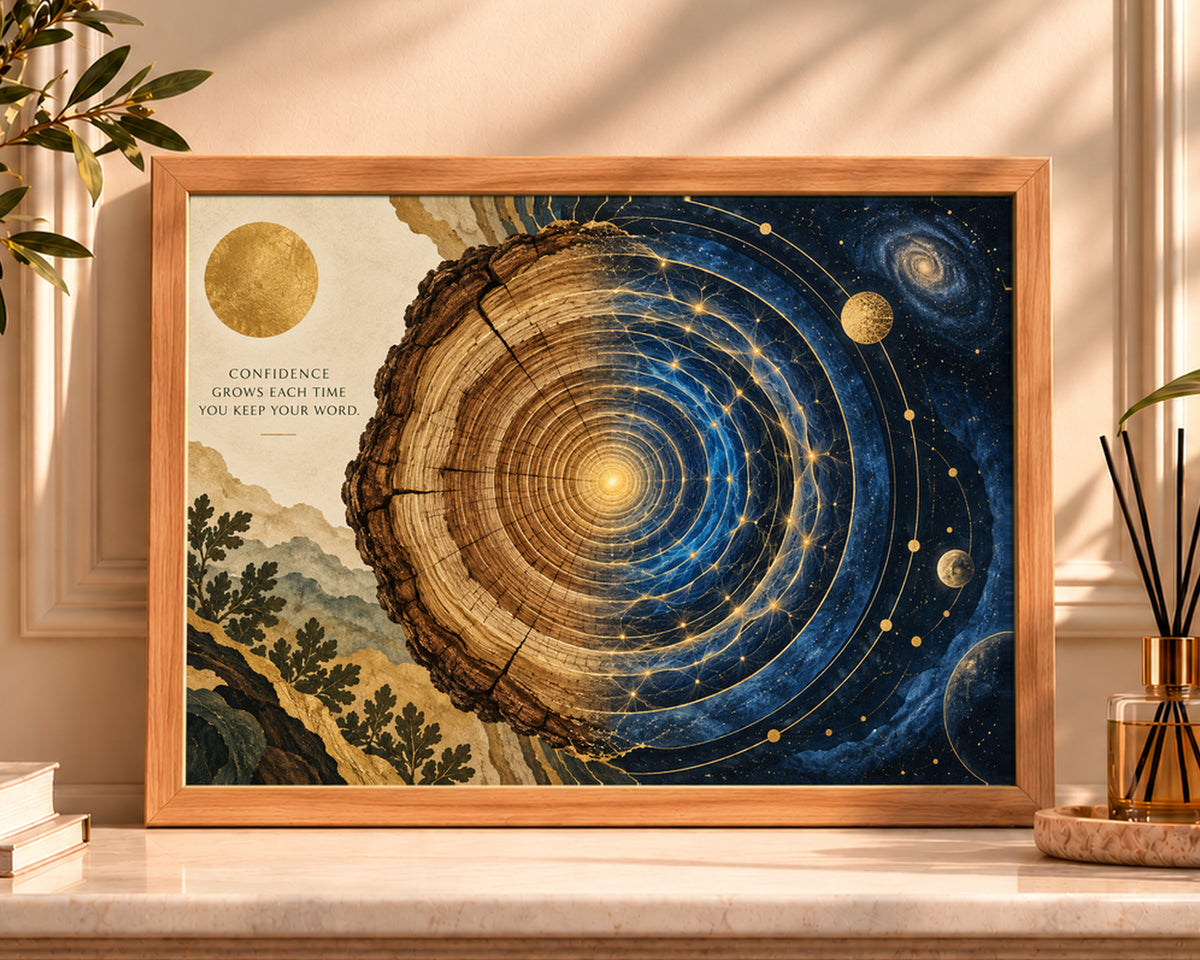 Confidence Growth Cosmic Tree Rings – Motivational Art Poster