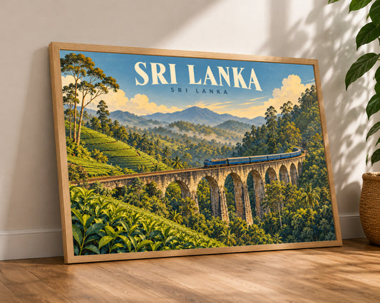 Sri Lanka Railway Viaduct – Retro Travel Landscape Wall Art