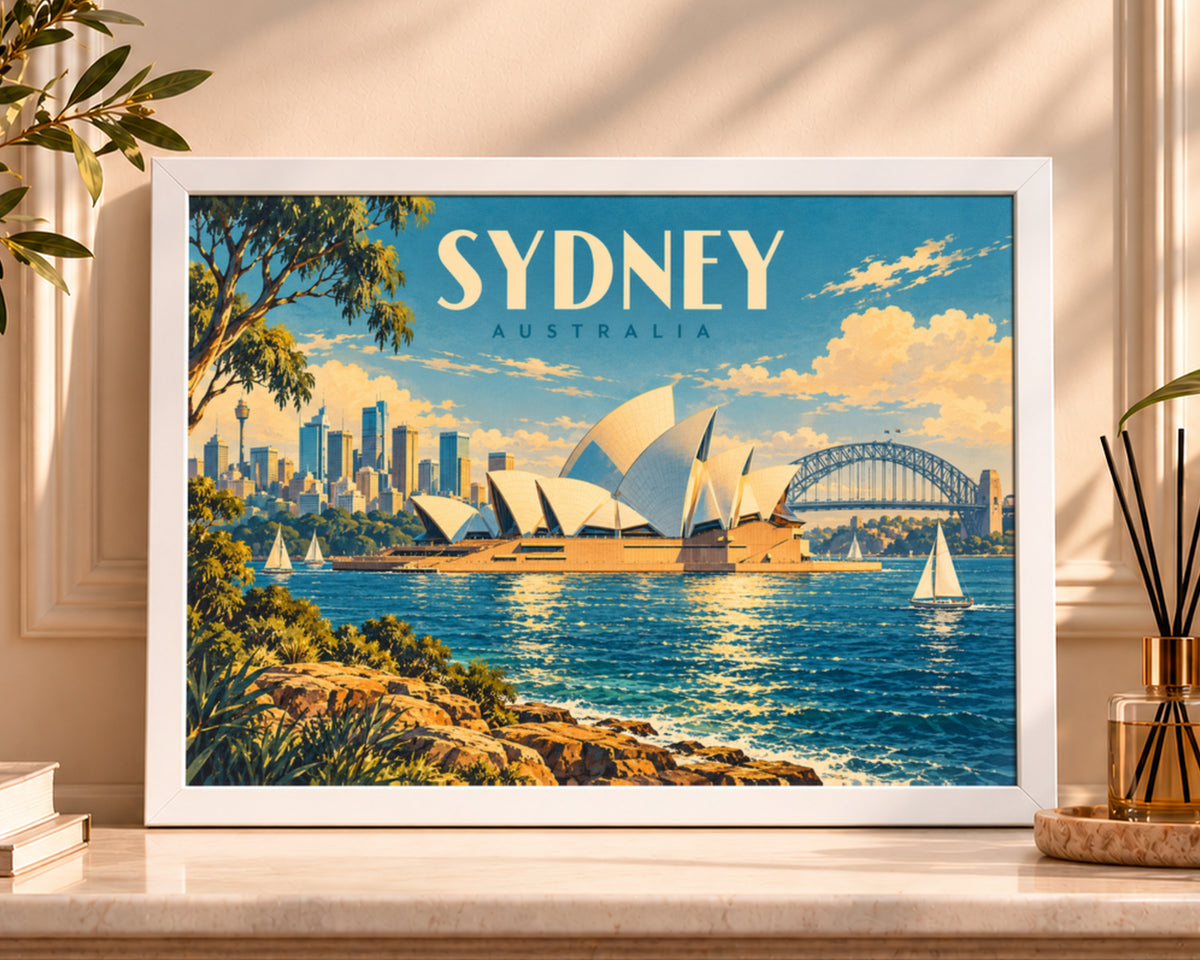 Sydney Harbour Skyline – Retro Travel Poster Art Print