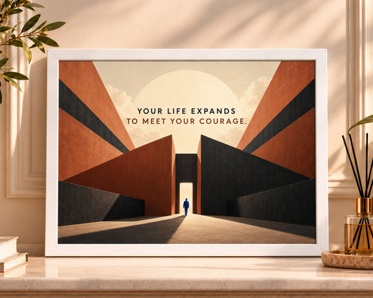 Courage Through the Gate – Motivational Minimalist Art Print