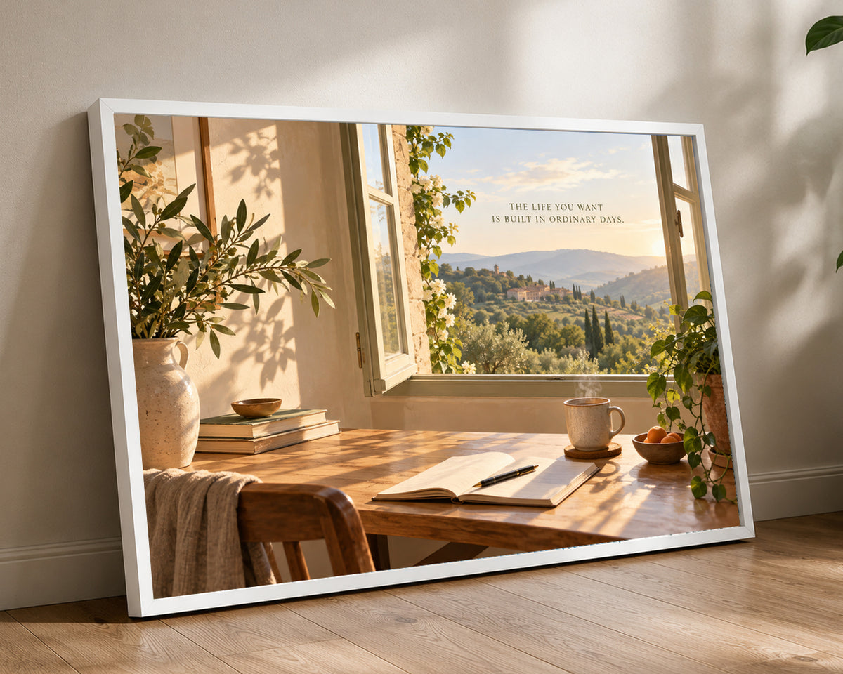 Sunlit Window Desk with Country View – Ordinary Days Wall Art