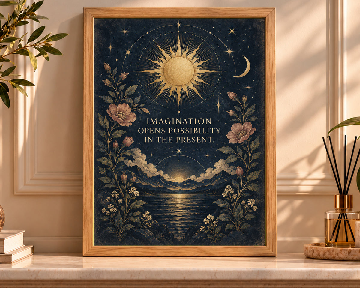 Celestial Imagination Bloom – Inspirational Quote Art Print