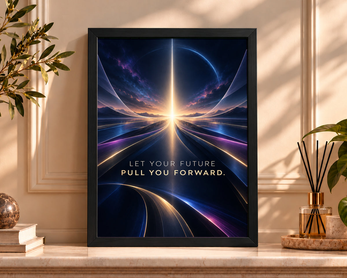 Future Pull Forward – Sci-Fi Motivation Poster