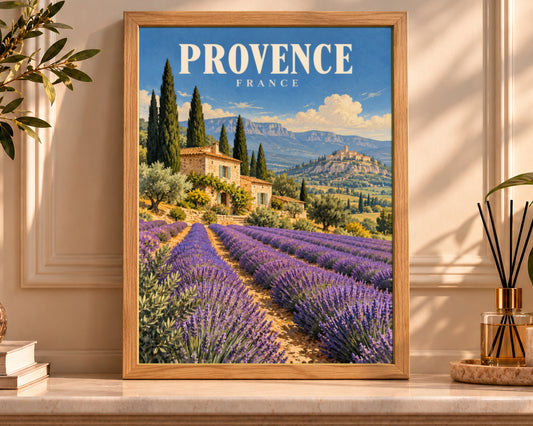 Provence Lavender Fields – Vintage Travel Poster Wall Art
