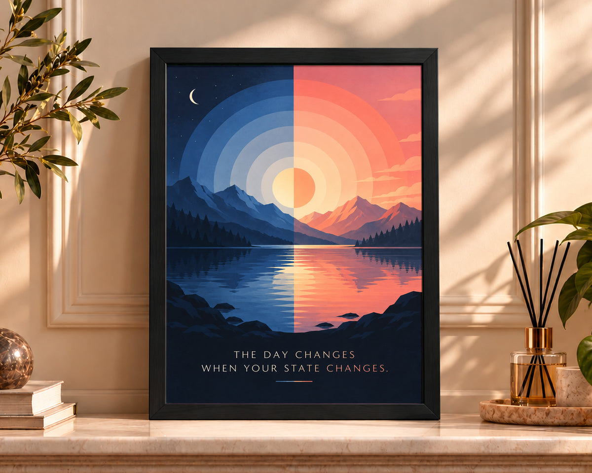 Day and Night Mountain Reflection – Motivational Mountain Landscape Poster