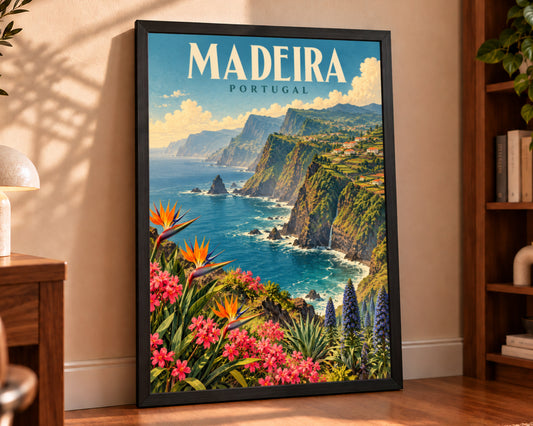 Madeira Coast Poster – Vintage Travel Landscape Wall Art