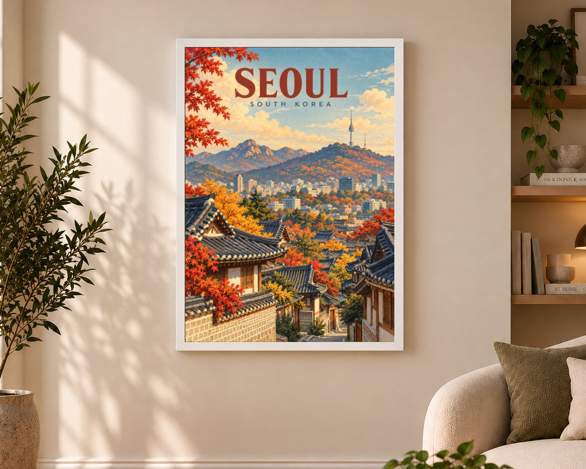 Seoul Autumn Skyline – Seoul South Korea Travel Poster