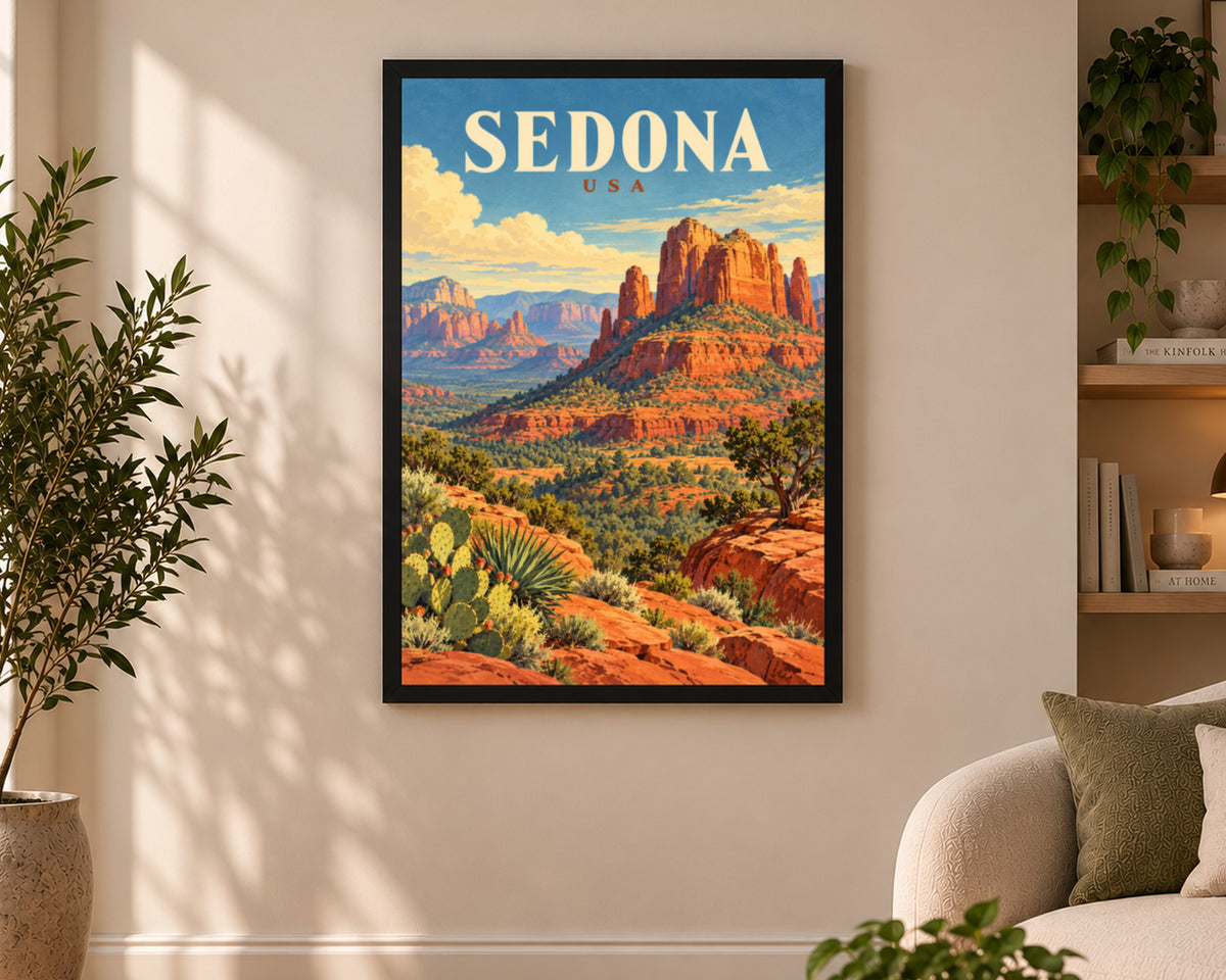 Sedona USA Desert Vista – Retro Travel Poster Wall Art