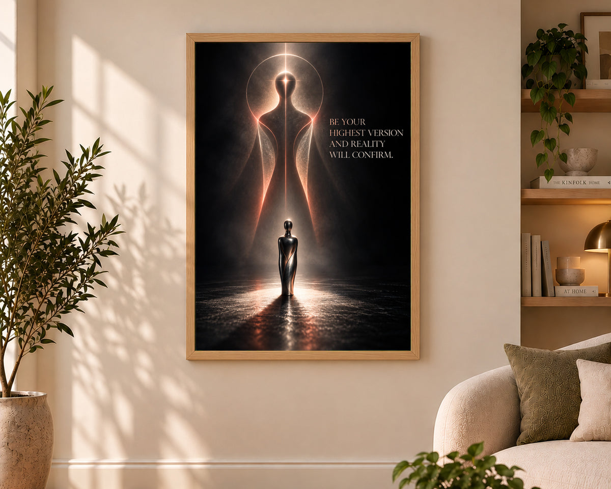Radiant Figure and Visionary Quote – Self-Improvement Abstract Poster