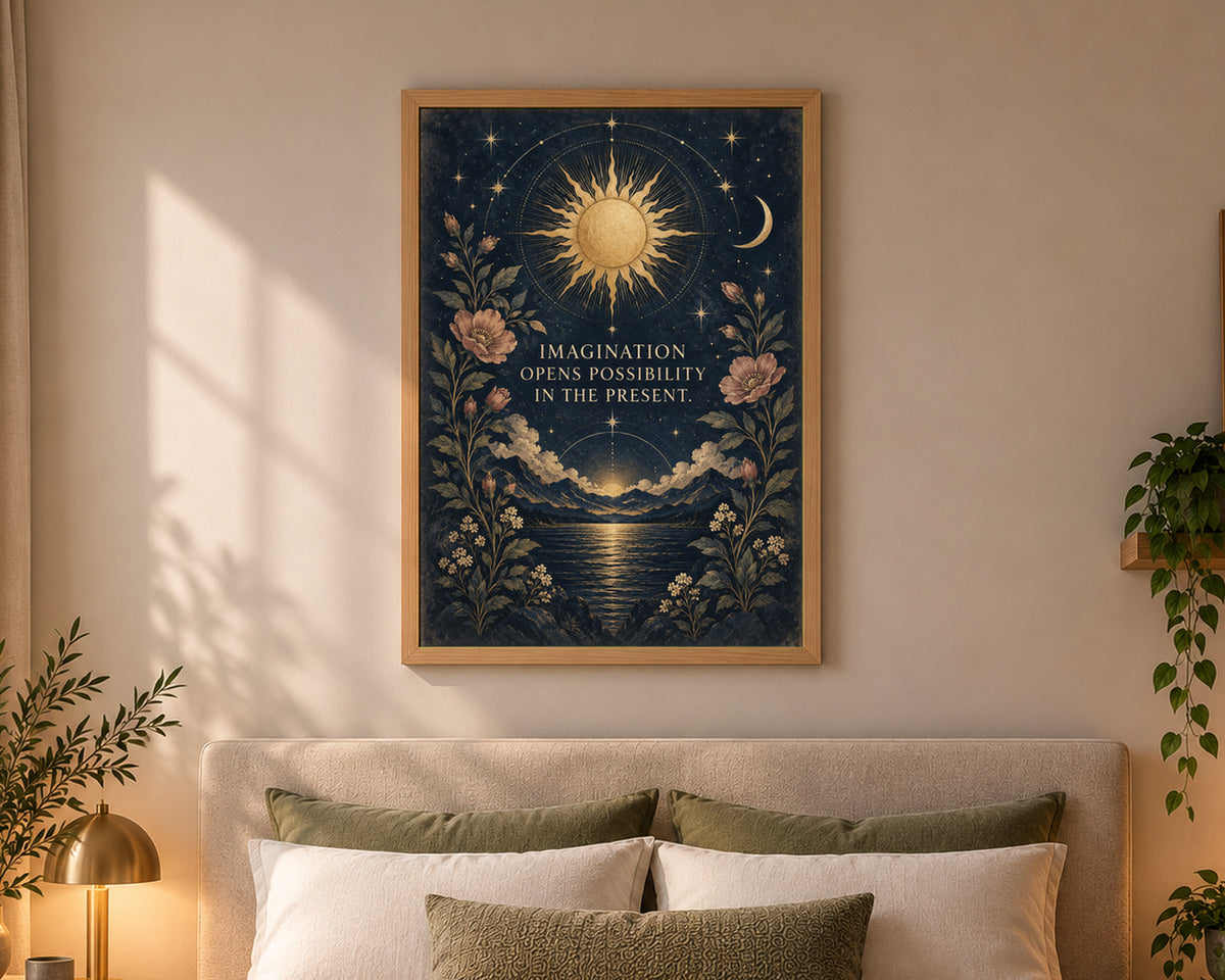 Celestial Imagination Bloom – Inspirational Quote Art Print