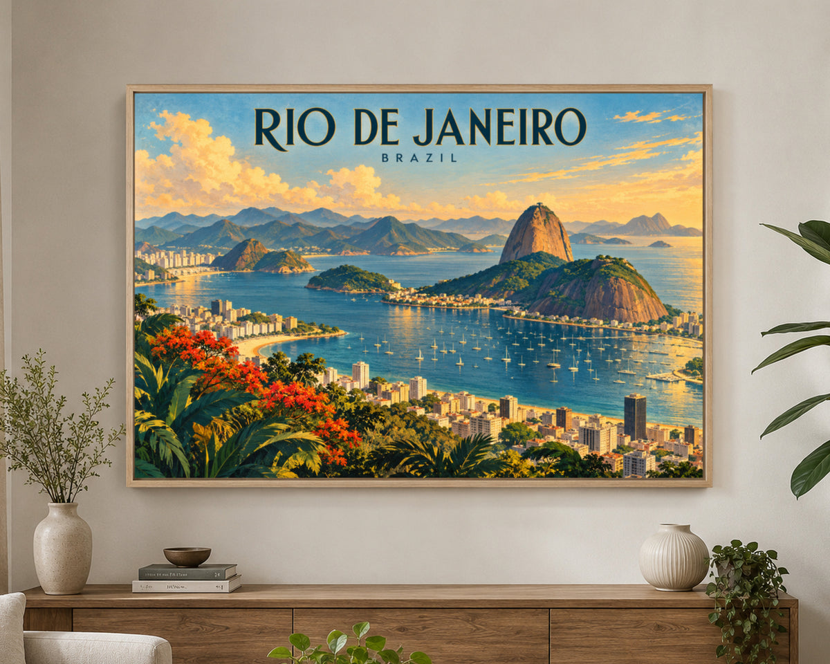Rio de Janeiro Panorama – Vintage Travel Poster Art Print