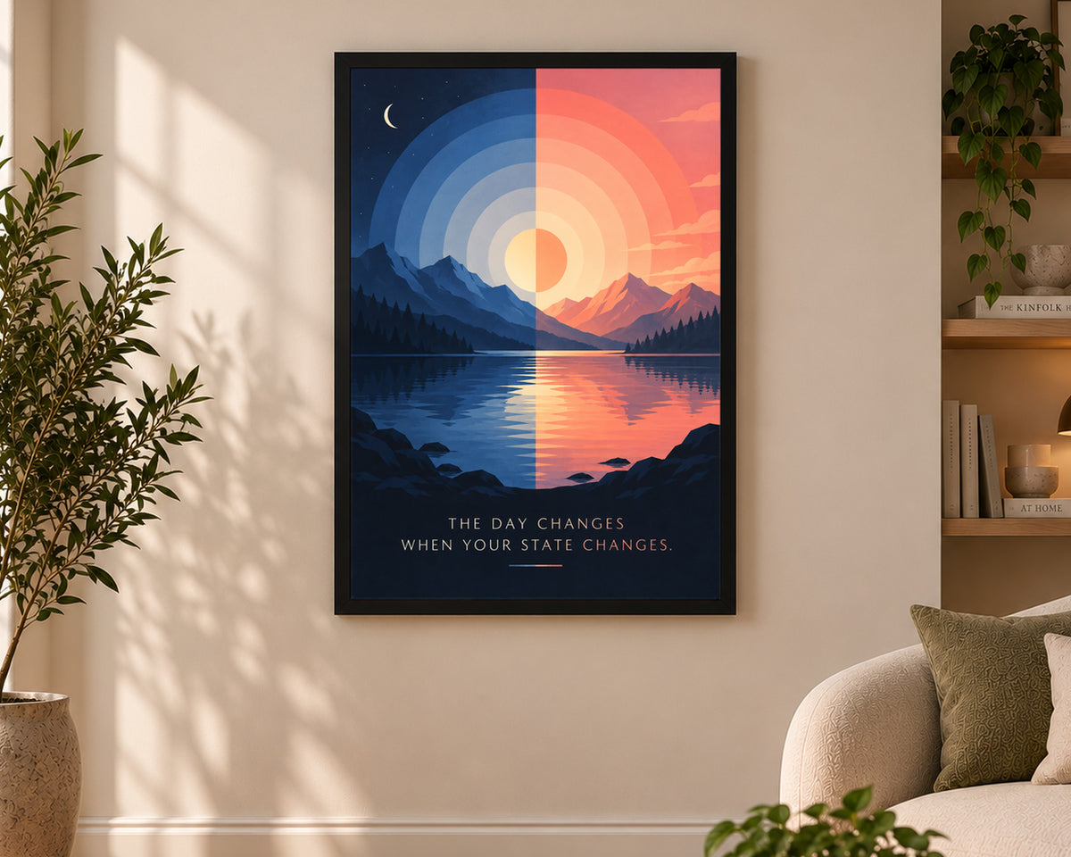 Day and Night Mountain Reflection – Motivational Mountain Landscape Poster