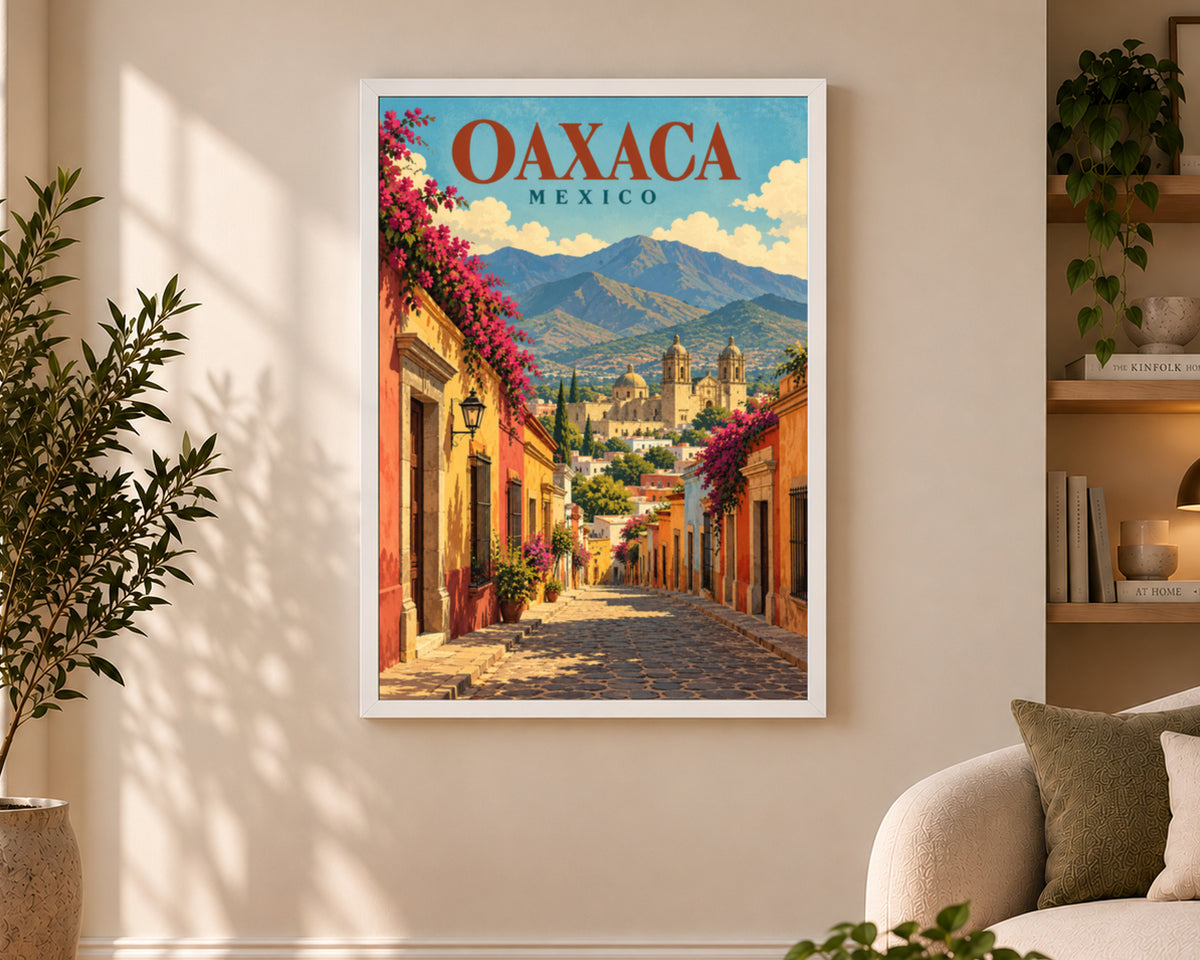 Oaxaca Mexico Street View – Vintage Travel Poster Art Print